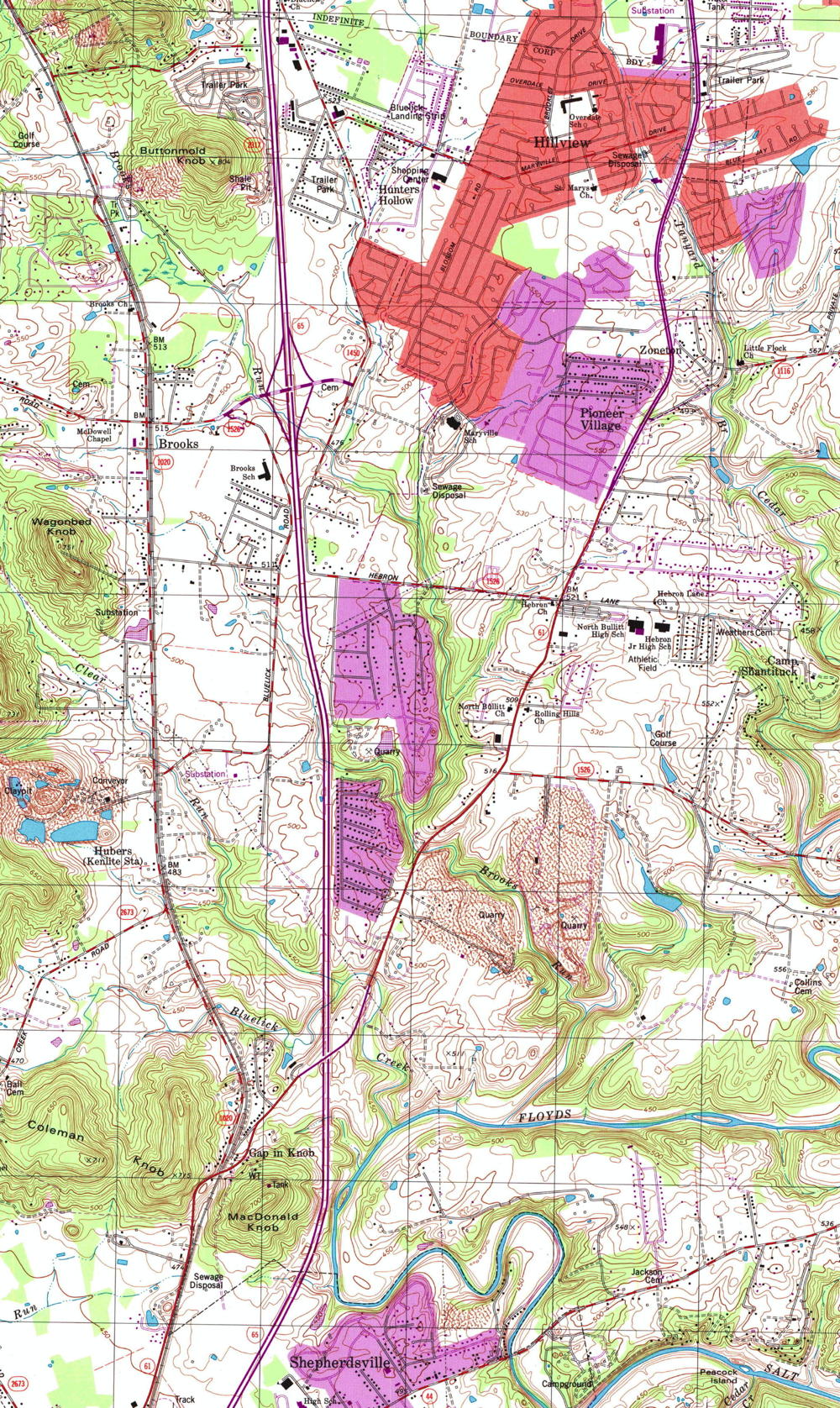 1997 topo map of northern Bullitt County