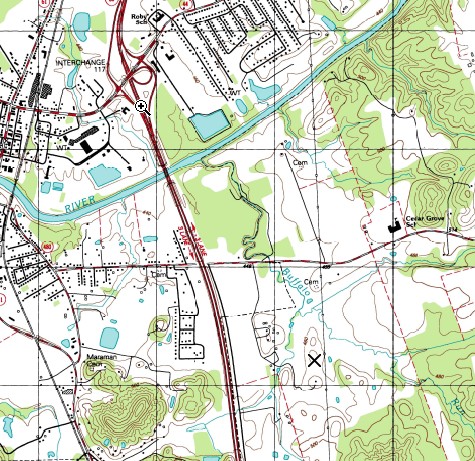 Topo Map Showing Cemetery Location